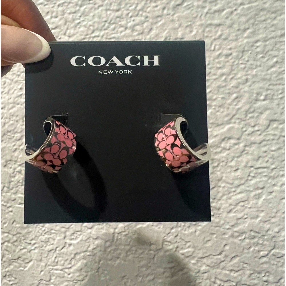 Brand new Coach silver tone earrings hoop